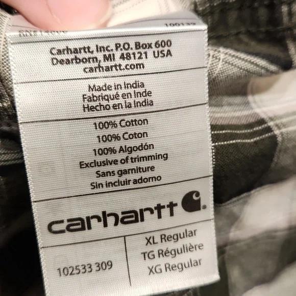 EUC Carhartt Relaxed Fit Men's sz XL Plaid Button Down Shirt - Picture 4 of 5